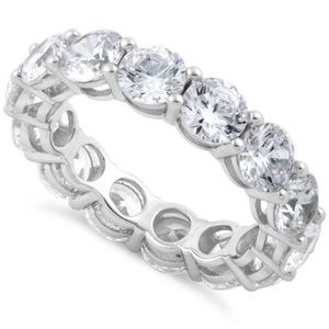 925 Sterling Silver Eternity Round CZ Ring